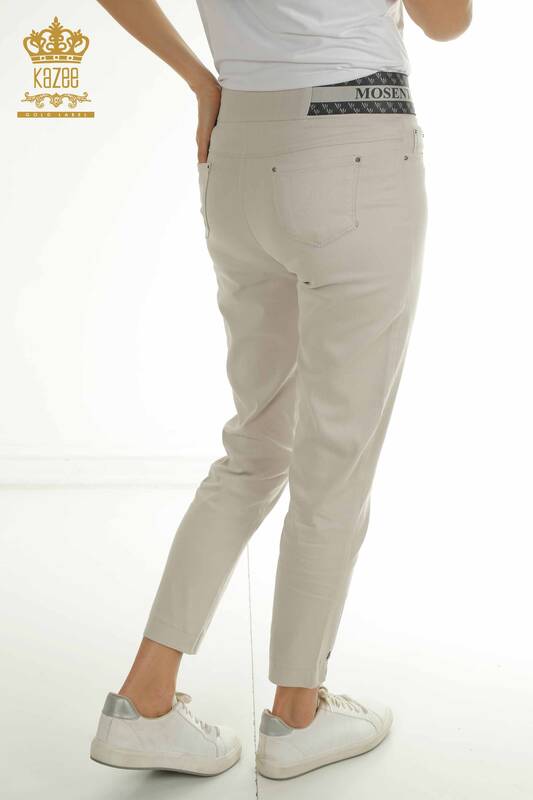 Wholesale Women's Trousers with Tie Stone - 2406-4517 | M