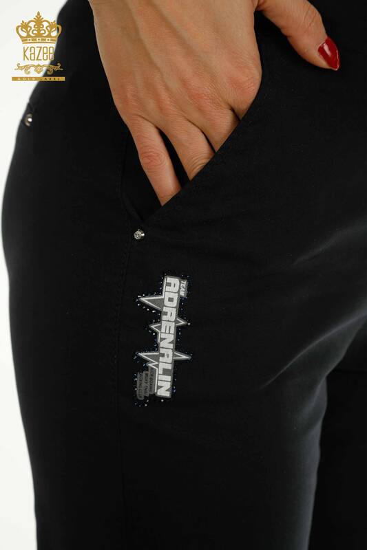 Wholesale Women's Pants with Tie Detail Black - 2406-4288 | M