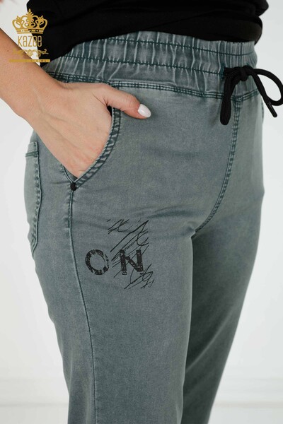 Wholesale Women's Trousers With Elastic Waist Khaki - 3500 | KAZEE - Thumbnail