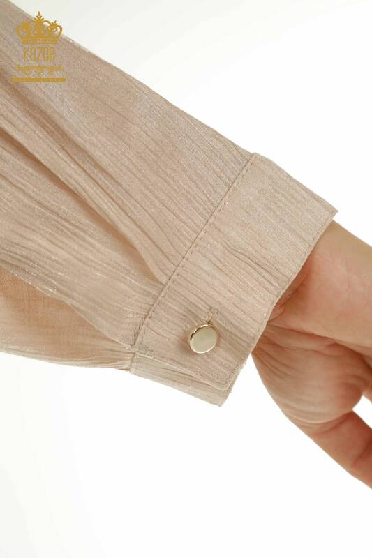 Wholesale Women's Two-piece Suit with Button Detail Beige - 2407-4523 | A