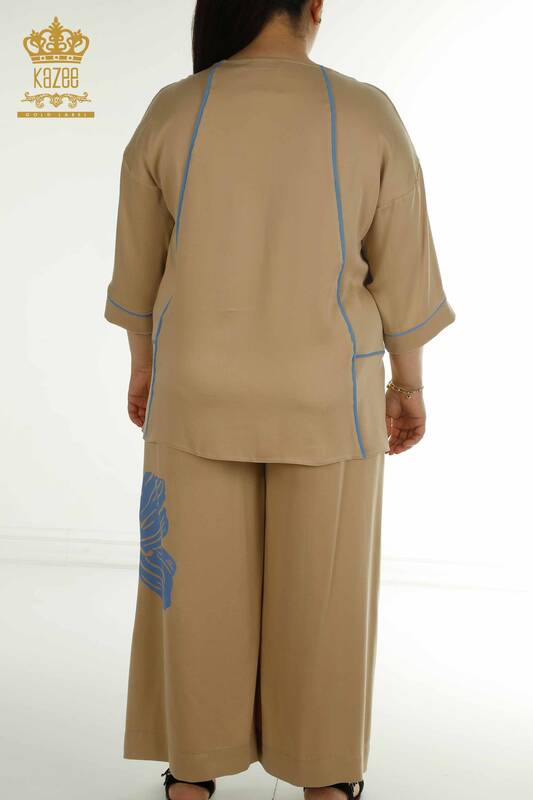 Wholesale Women's Two-piece Suit Floral Beige - 2403-7029 | M&T