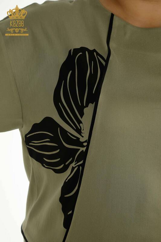 Wholesale Women's Two-piece Suit Floral Khaki - 2403-7029 | M&T