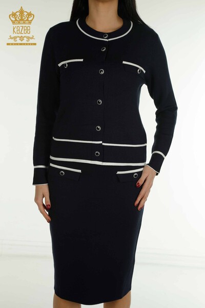 KAZEE - Wholesale Women's Two-piece Suit Long Sleeve Navy Blue - 30867 | KAZEE (1)