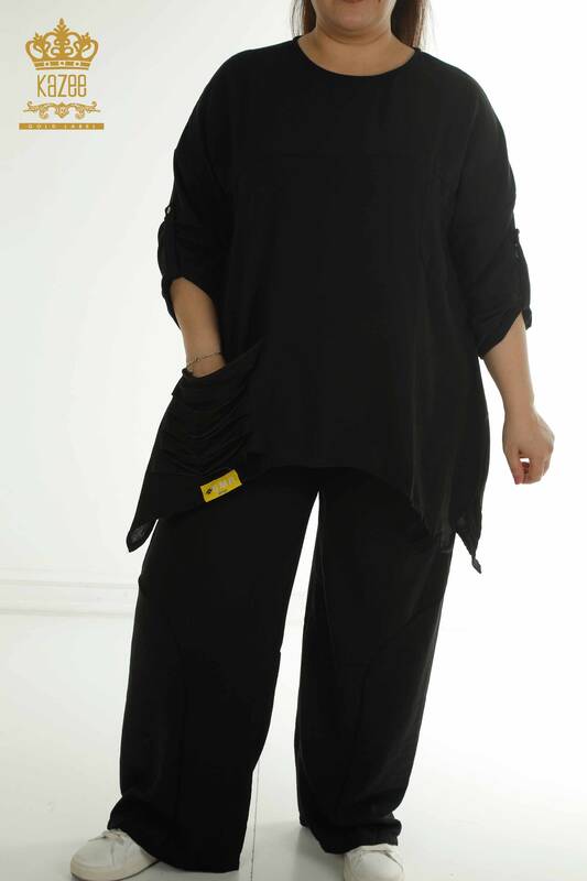 Wholesale Women's Two-piece Suit with Pocket Detail, Black - 2402-211031 | S&M