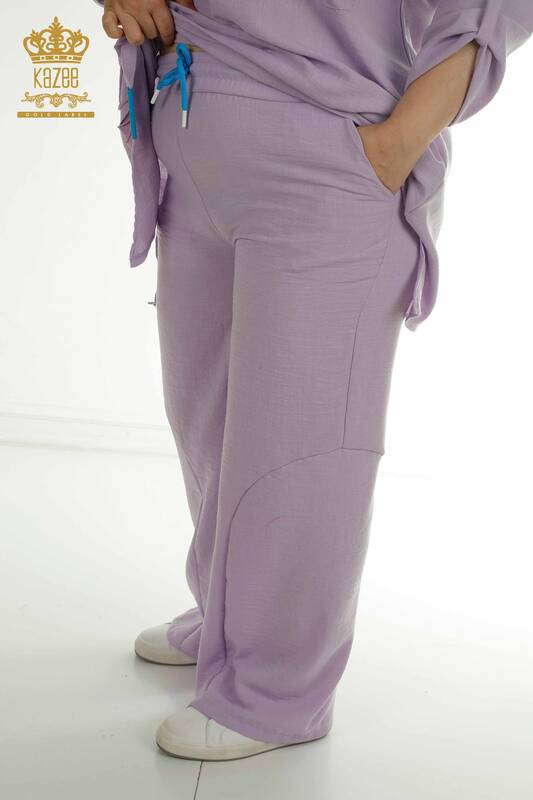 Wholesale Women's Two-piece Suit with Pocket Detail Lilac - 2402-211031 | S&M