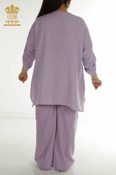Wholesale Women's Two-piece Suit with Pocket Detail Lilac - 2402-211031 | S&M - Thumbnail