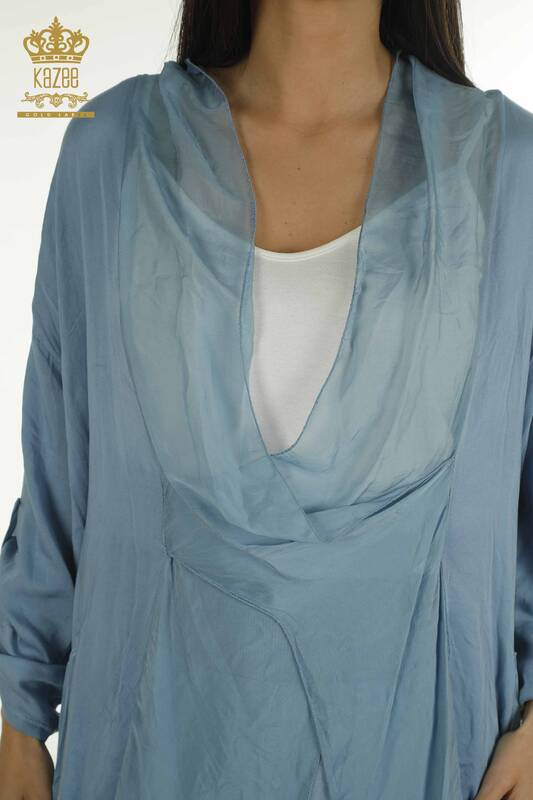 Wholesale Women's Double Suit with Two Pockets Blue - 2404-3333 | D