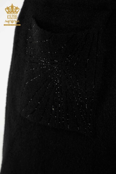 Wholesale Women's Waistcoat - Stone Embroidered - Tied Rope - Black - 30244 | KAZEE - Thumbnail
