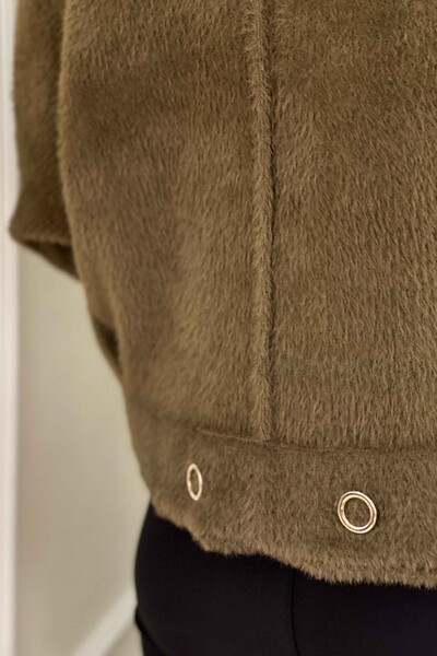Wholesale Women's Cardigan Thick Short Wool With Pocket - 19098 | KAZEE - Thumbnail