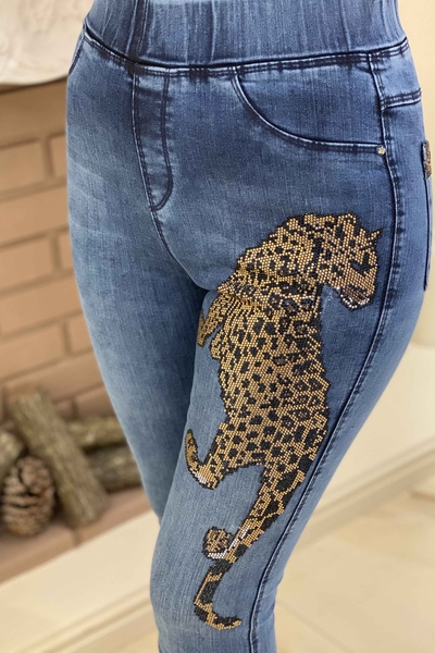 Wholesale Women's Trousers Leopard Patterned Pocket - 3239 | KAZEE - Thumbnail