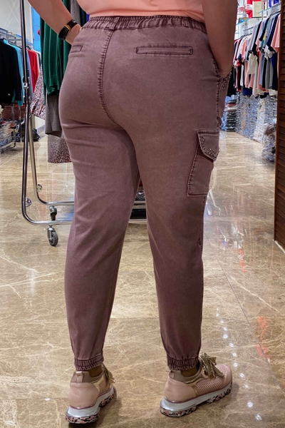 Wholesale Women's Trousers with Stone Embroidered Cargo Pocket - 3220 | KAZEE - Thumbnail