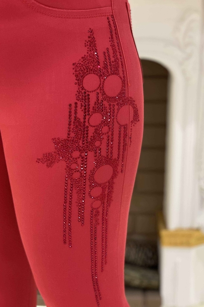 Wholesale Women's Trousers Stone Embroidered Detail - 3306 | KAZEE - Thumbnail