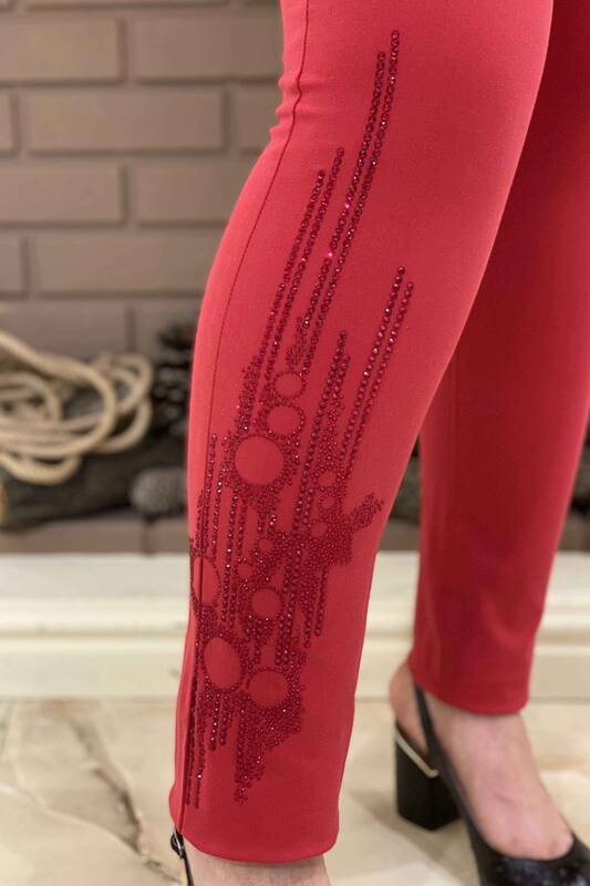Wholesale Women's Trousers Stone Embroidered Detail - 3306 | KAZEE
