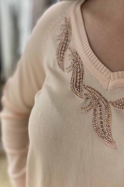Wholesale Women's Sweater Patterned Stone Embroidery - 15315 | KAZEE - Thumbnail