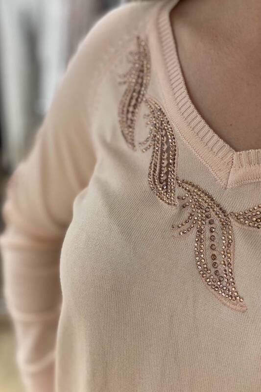 Wholesale Women's Sweater Patterned Stone Embroidery - 15315 | KAZEE