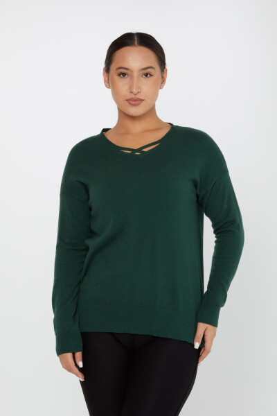 Yaka Detaylı Triko Kazak Haki - 2425-31144 | KAZEE (2'li Set M-2) - Kazee