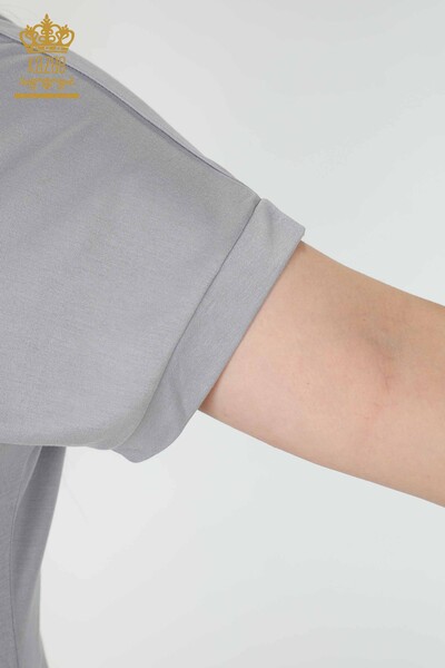 женская блузка оптом американская модель серая - 77005 | КАZEE - Thumbnail