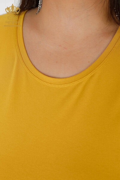 женская блузка оптом шафран с рисунком бабочки - 78956 | КАZEE - Thumbnail