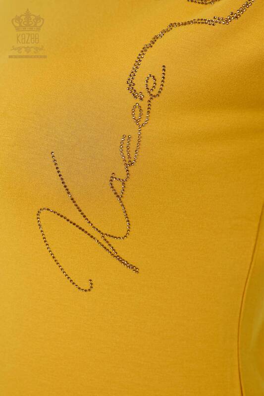 женская блузка оптом шафран с рисунком бабочки - 78956 | КАZEE