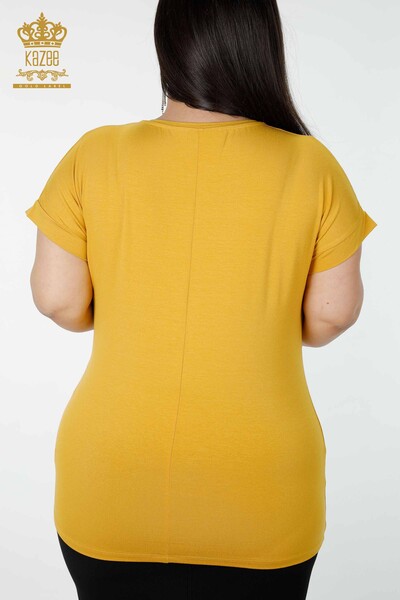 женская блузка оптом шафран с рисунком бабочки - 78956 | КАZEE - Thumbnail