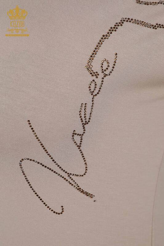 женская блузка оптом с рисунком бабочки бежевого цвета - 78956 | КАZEE