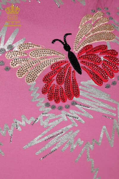 женская блузка оптом с рисунком бабочки сиреневого цвета - 78926 | КАZEE - Thumbnail
