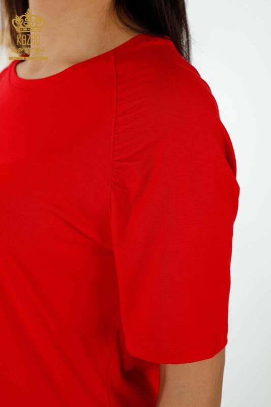 женская блузка оптом базовая красная - 79219 | КАZEE