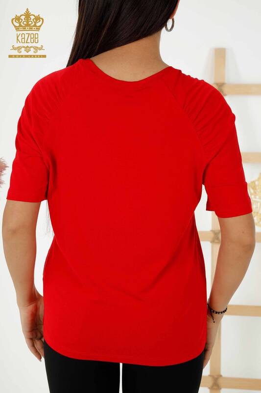 женская блузка оптом базовая красная - 79219 | КАZEE