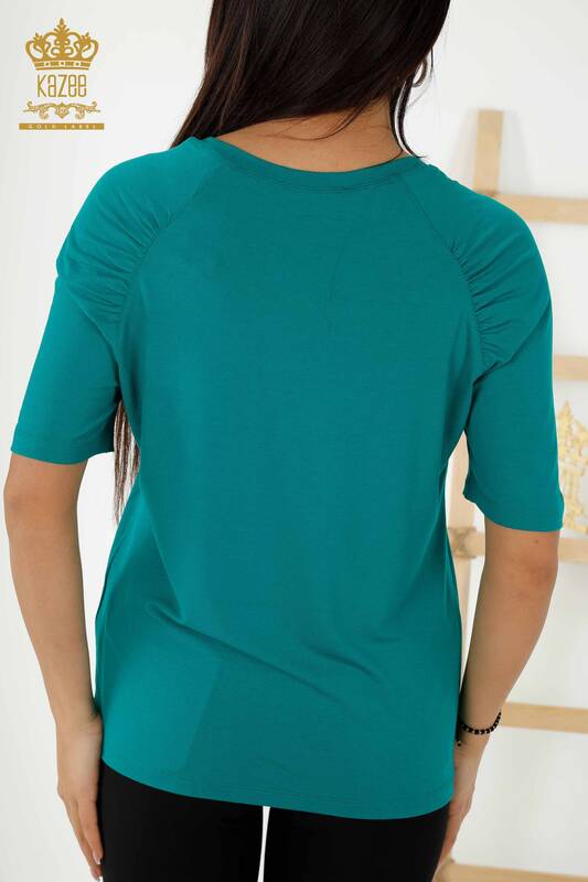 женская блузка оптом базовая зеленая - 79219 | КАZEE