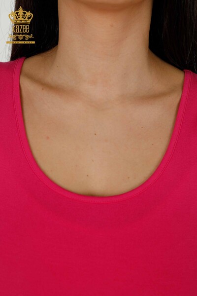 женская блузка оптом - без рукавов - базовая - фуксия - 79262 | КАZEE - Thumbnail
