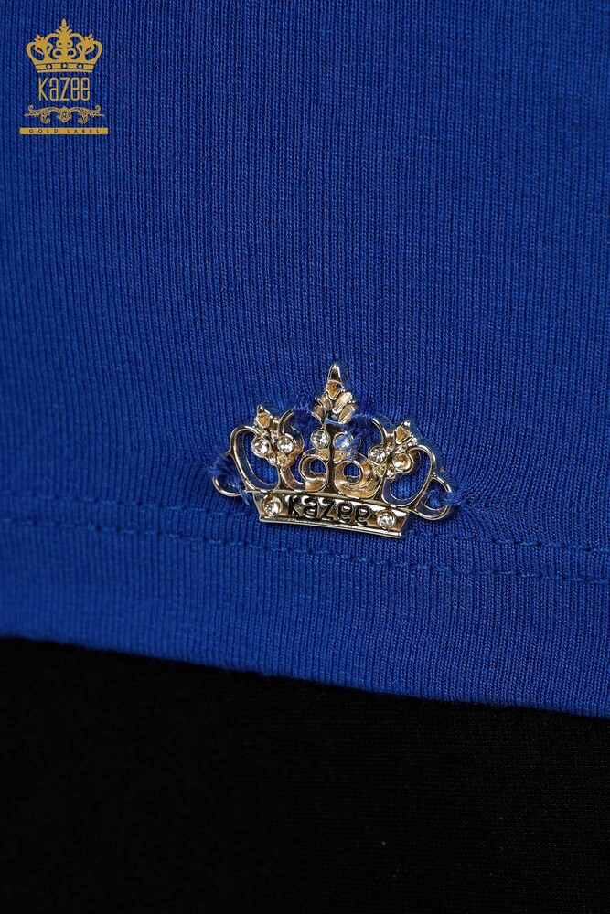 женская блузка оптом - без рукавов - базовая - электрическая - 79262 | КАZEE - 4