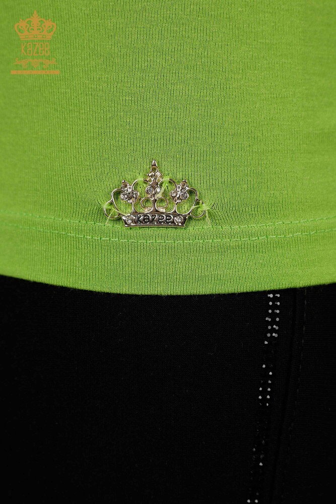 женская блузка оптом - без рукавов - базовая - фисташково-зеленая - 79262 | КАZEE - 4