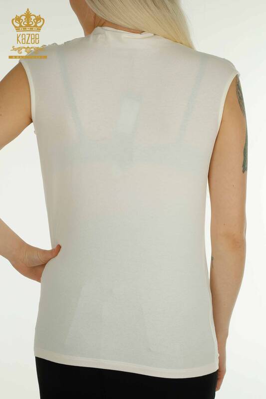Женская блузка оптом - Без рукавов - Экрю - 79312 | КАZEE
