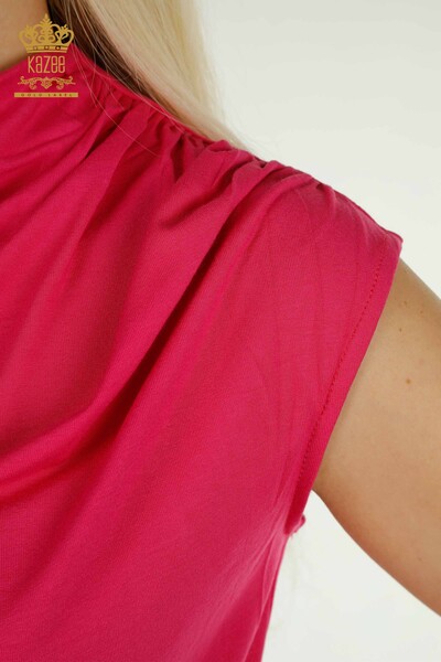 Женская блузка оптом - без рукавов - фуксия - 79312 | КАZEE - Thumbnail