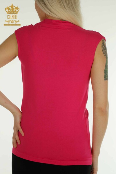 Женская блузка оптом - без рукавов - фуксия - 79312 | КАZEE - Thumbnail