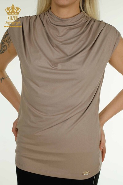 Kazee - женская блузка оптом - без рукавов - норка - 79312 | КАZEE (1)