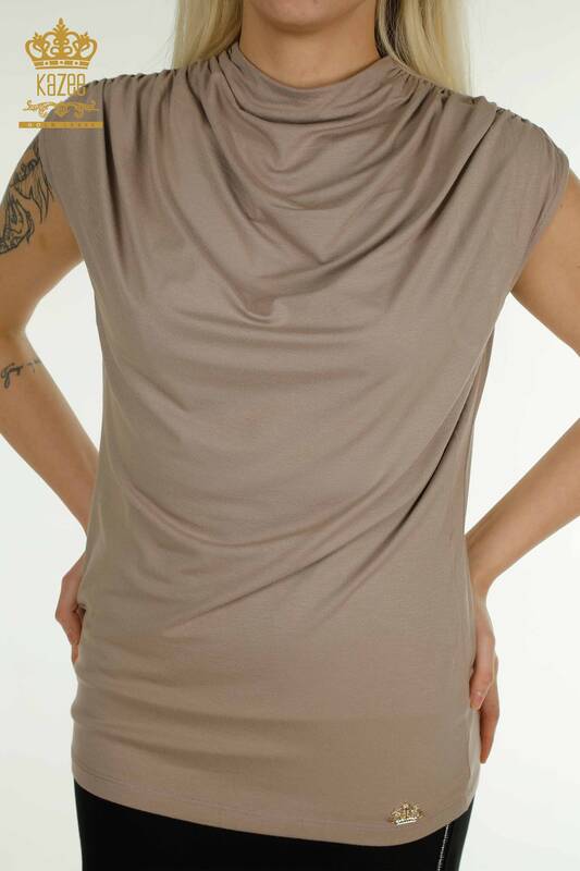 женская блузка оптом - без рукавов - норка - 79312 | КАZEE