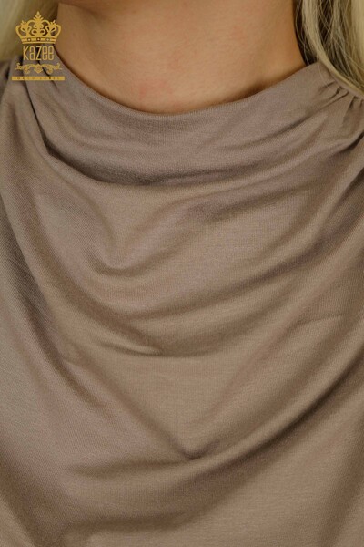 женская блузка оптом - без рукавов - норка - 79312 | КАZEE - Thumbnail (2)