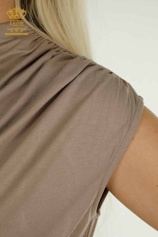 женская блузка оптом - без рукавов - норка - 79312 | КАZEE