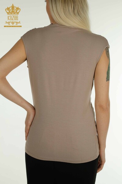 женская блузка оптом - без рукавов - норка - 79312 | КАZEE - Thumbnail