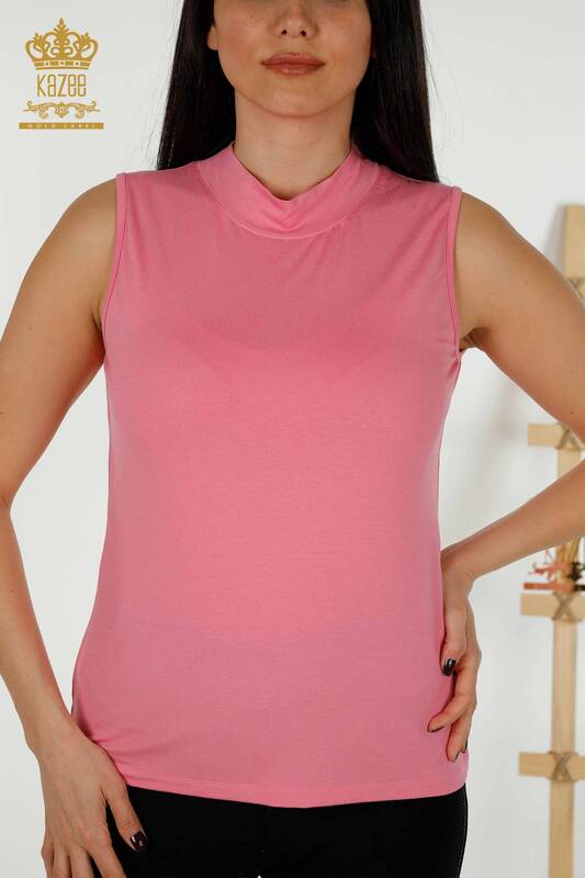 женская блузка оптом - без рукавов - розовая - 79286 | КАZEE