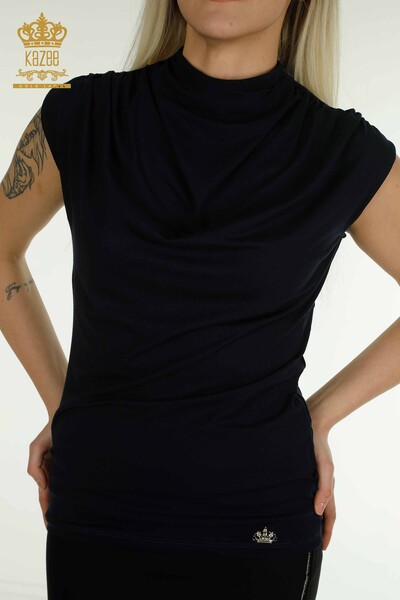 женская блузка оптом - без рукавов - темно-синий - 79312 | КАZEE - Thumbnail