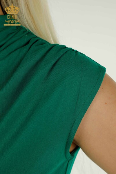 женская блузка оптом - без рукавов - зеленый - 79312 | КАZEE - Thumbnail