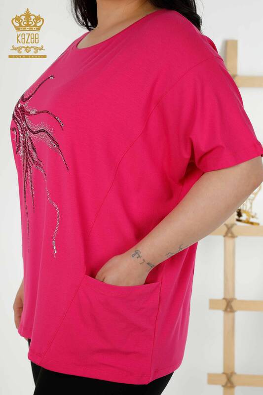 женская блузка оптом - два кармана - фуксия - 79294 | КАZEE