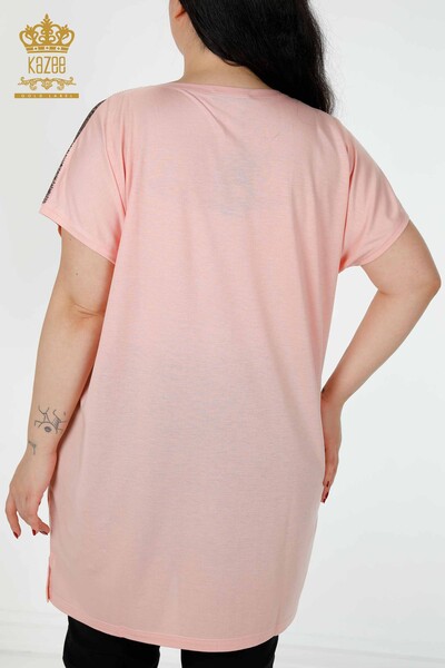 женская блузка оптом пудра с вышивкой камнем - 77604 | КАZEE - Thumbnail