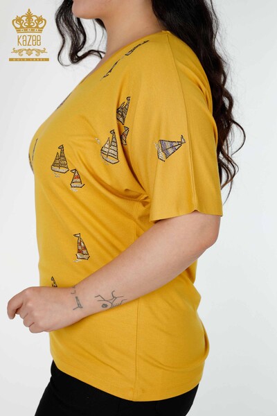 женская блузка оптом с вышивкой шафраном - 78936 | КАZEE - Thumbnail