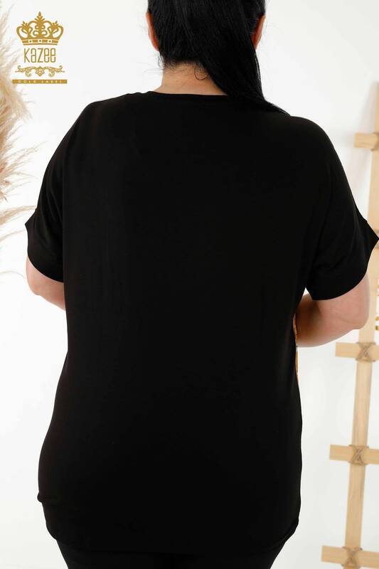 Женская блузка оптом - Вышитая камнем - Цифровая - 12083 | КАZEE