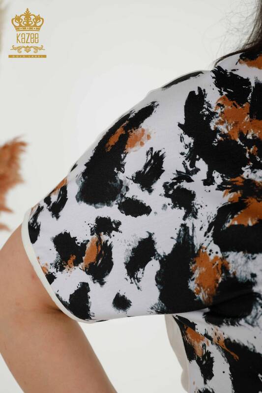 женская блузка оптом - с коротким рукавом - леопардовый - цифровой - 12090 | КАZEE