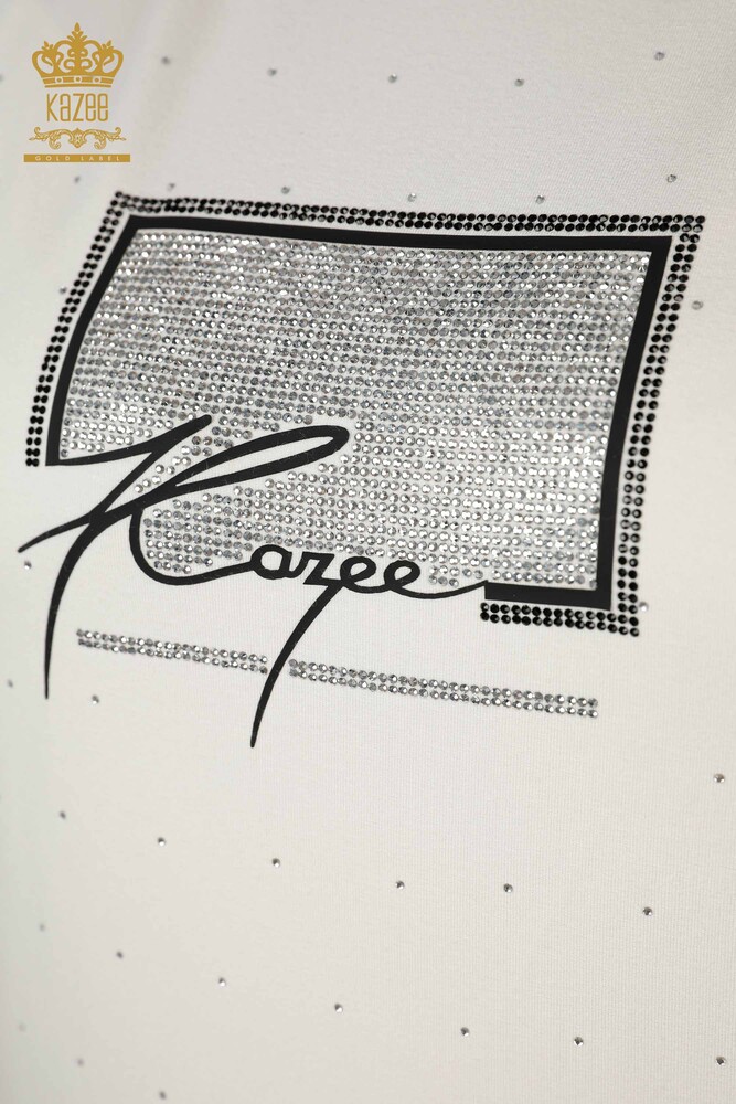 Женская блузка оптом - Кристалл камень Вышитый - Экрю - 79389 | КАZEE - 4