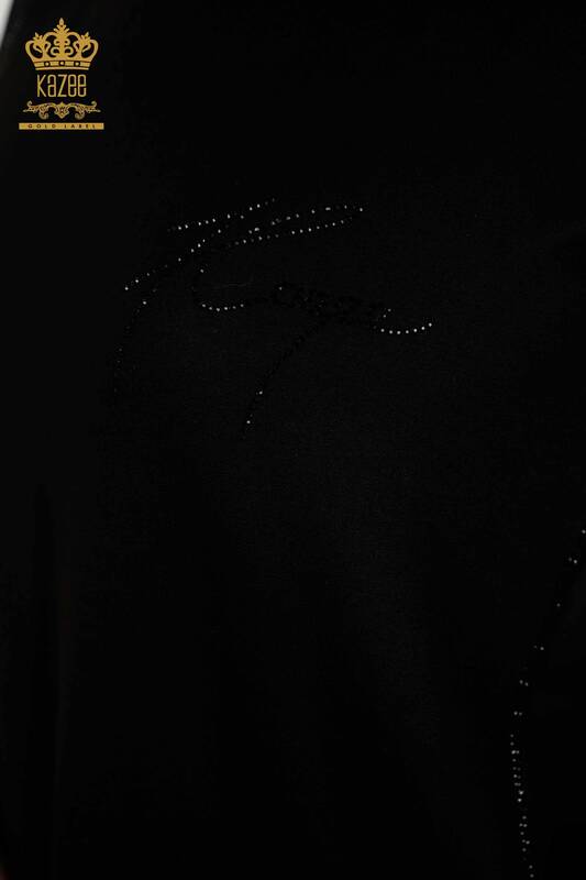 Женская блузка оптом - Кристалл - Вышитый камень - Черный - 79232 | КАZEE